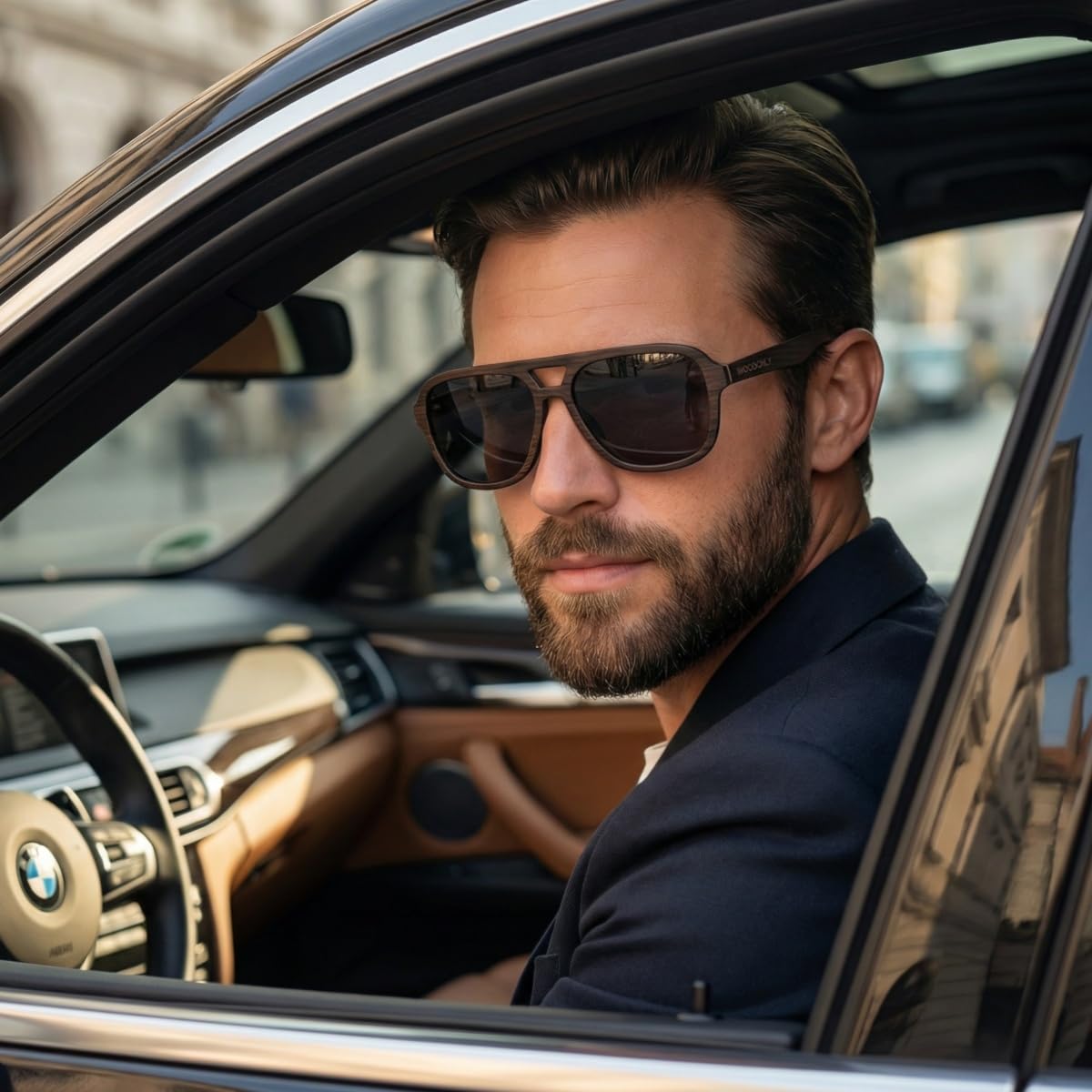 Gafas de sol polarizadas de madera de piloto - Gafas de sol de madera estilo moda con funda de bambú para hombres y mujeres regalos perfectos