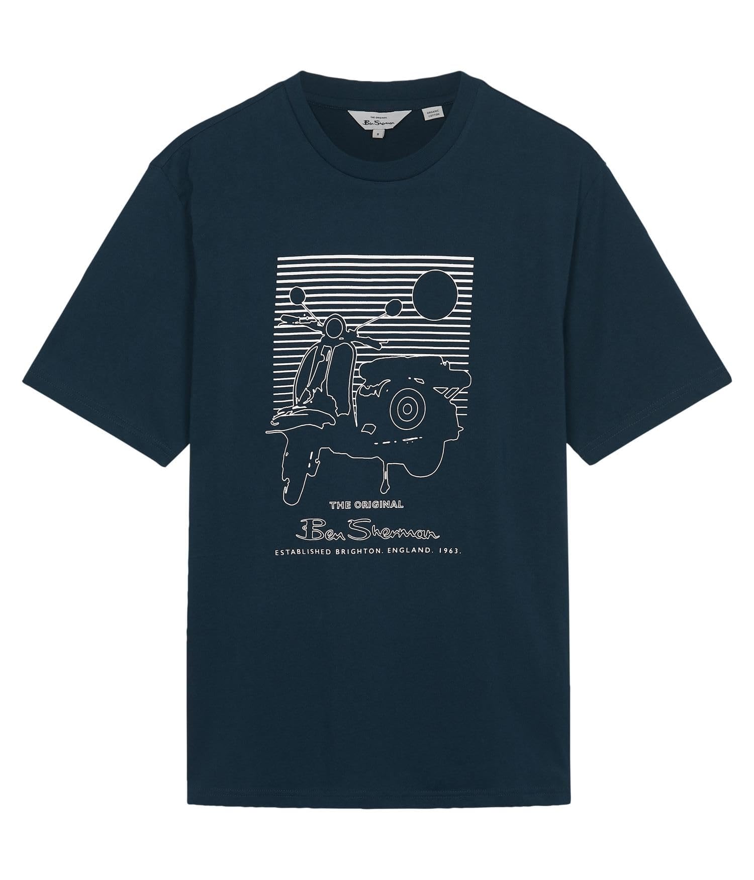 Ben Sherman Camiseta de verano de manga corta para hombre 76132 en azul marino, 2XL-5XL