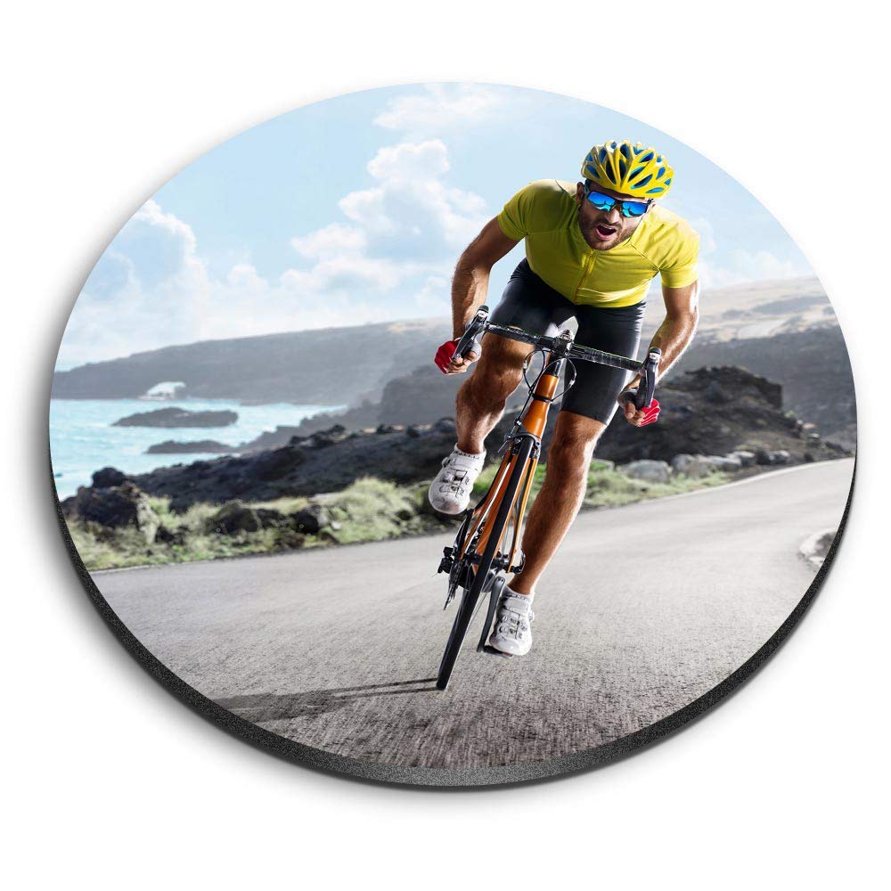 1 x Round MDF Magnet - Road Bicycle Race Bike Cycling Mens 24114