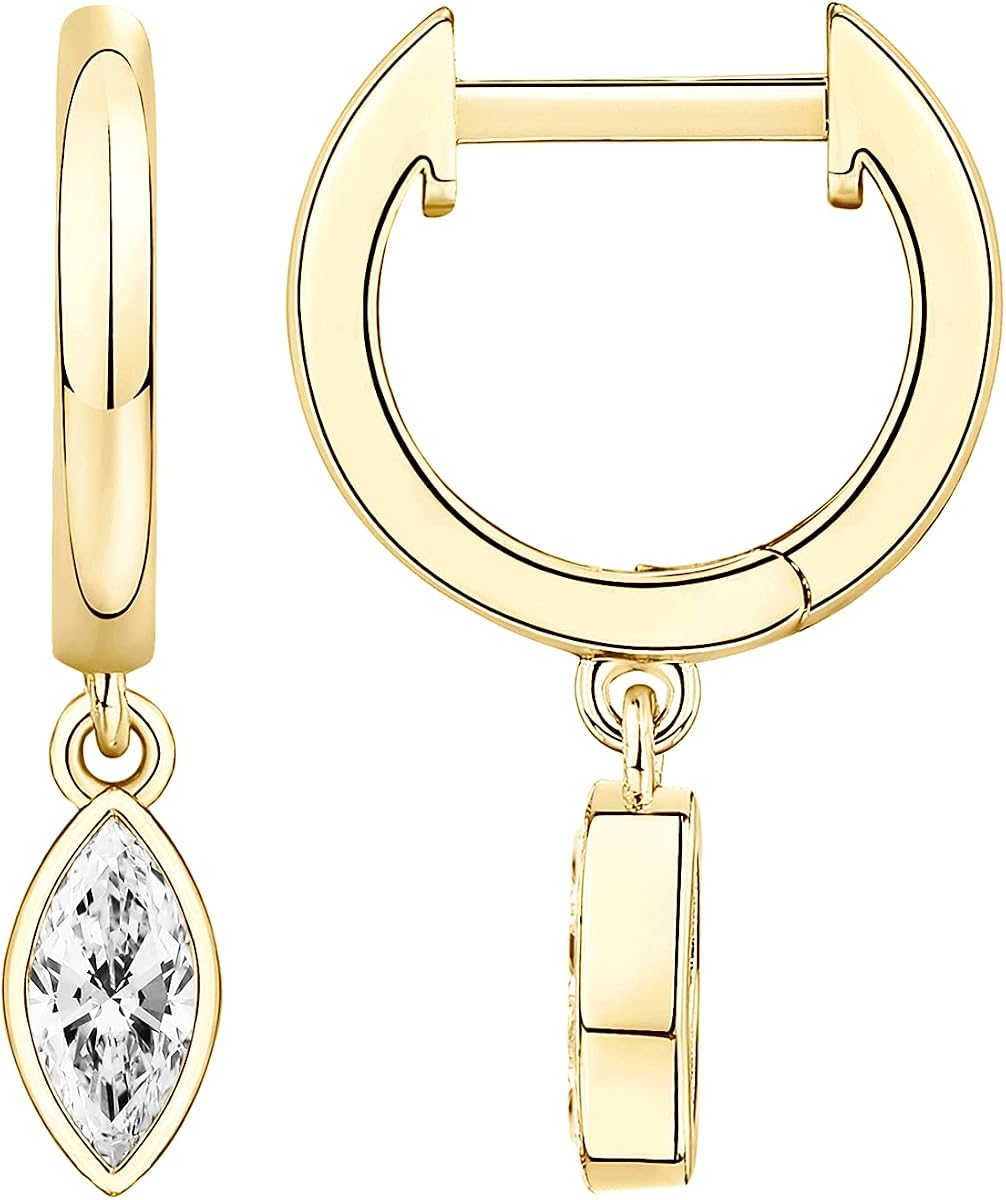 PAVOI 14K Gold Plated Dainty Motif Charms Huggie Hoop Earrings for Women