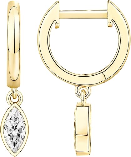 PAVOI Aretes colgantes de plata de ley S925 chapados en oro de 14 quilates para mujer, adorno religioso cruz, mal de ojo, trébol, celta, aretes