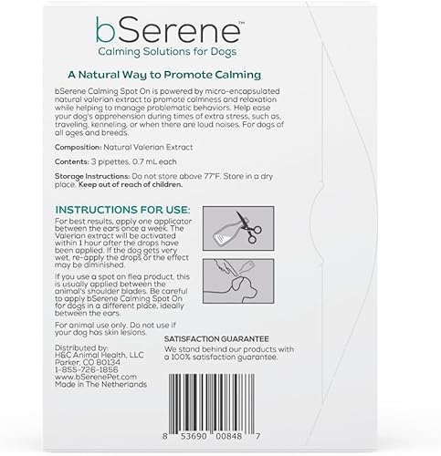 Miniatura 2 de Valeriana calmante Spot On para perros 3 aplicaciones, conveniente tópico semanal que promueve la calma y la relajación