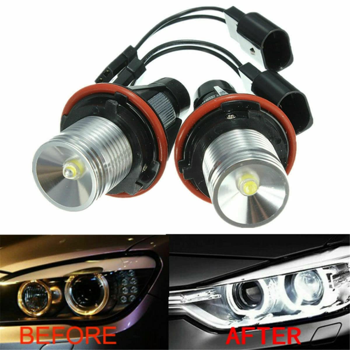 RZG 2x Anillo Angel Eye Halo LED Blanco Faro Luz de día Bombilla para E39 E60 E61 E87 E53 E63 E65