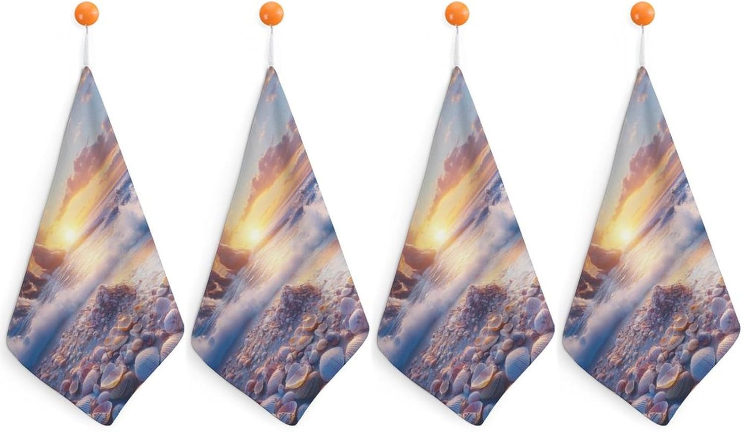 Sunset Sea Shells Towel Hand Towels Decorative Towel for Bathroom Kitchen Shower Gym 4PCS