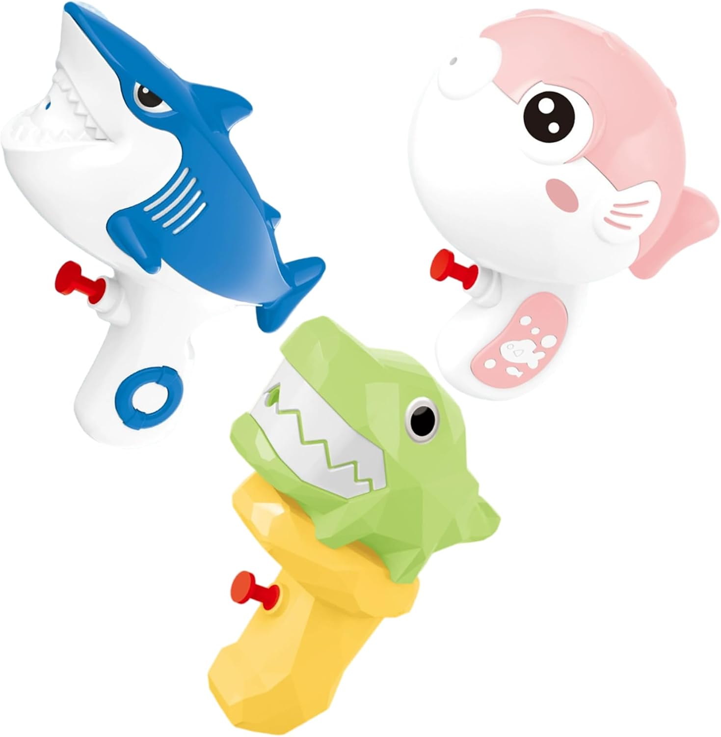 Water Pistols, 3PCS Water Guns for Kids, Cute Cartoon Animal Shape Pistol with Long Shooting Range, Press Type Watergun with Comfortable Grip for Outdoor Beach Summer Pool