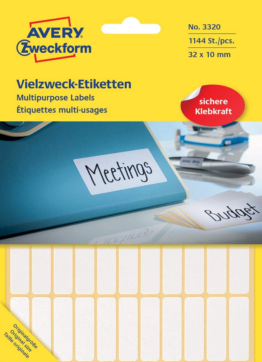 Avery Zweckform 3320 Multipurpose Labels 32 x 10 mm Pack of 1144 White