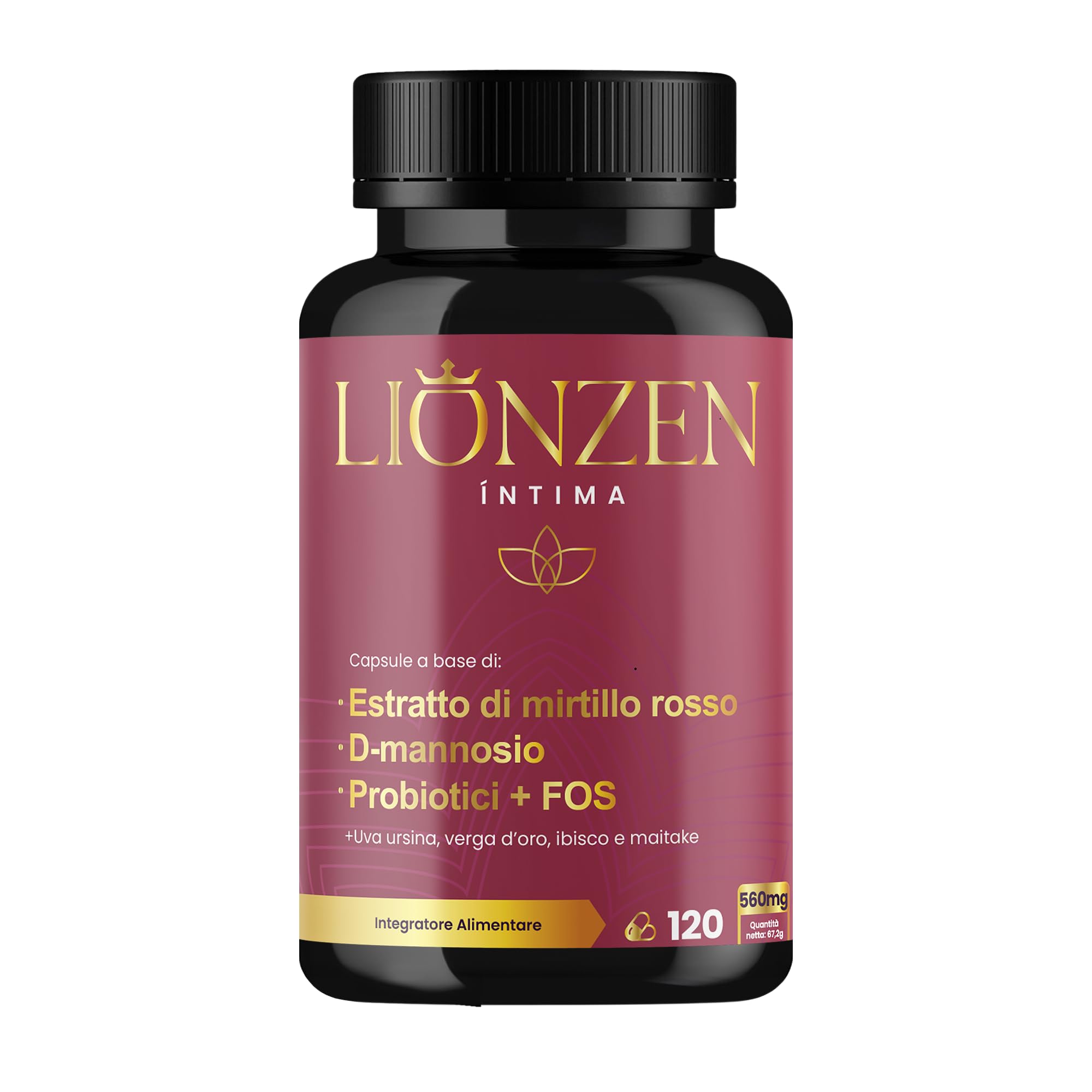 Probiotici Donna Flora Intima | Mirtillo Rosso, D-mannosio +12 Ingredienti naturali | +2000 milioni UFC | Benessere delle vie urinarie femminili | 120 capsule | Lionzen Intima