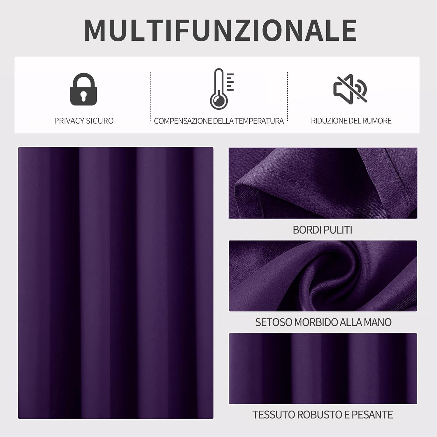 Joydeco Tende Oscuranti per Interni 2 Pezzi, Tende Termiche con Occhielli per Soggiorno Moderne, Cameretta Bambini, Camera da Letto Blackout Curtains(2xL140xA260,Viola Scuro)