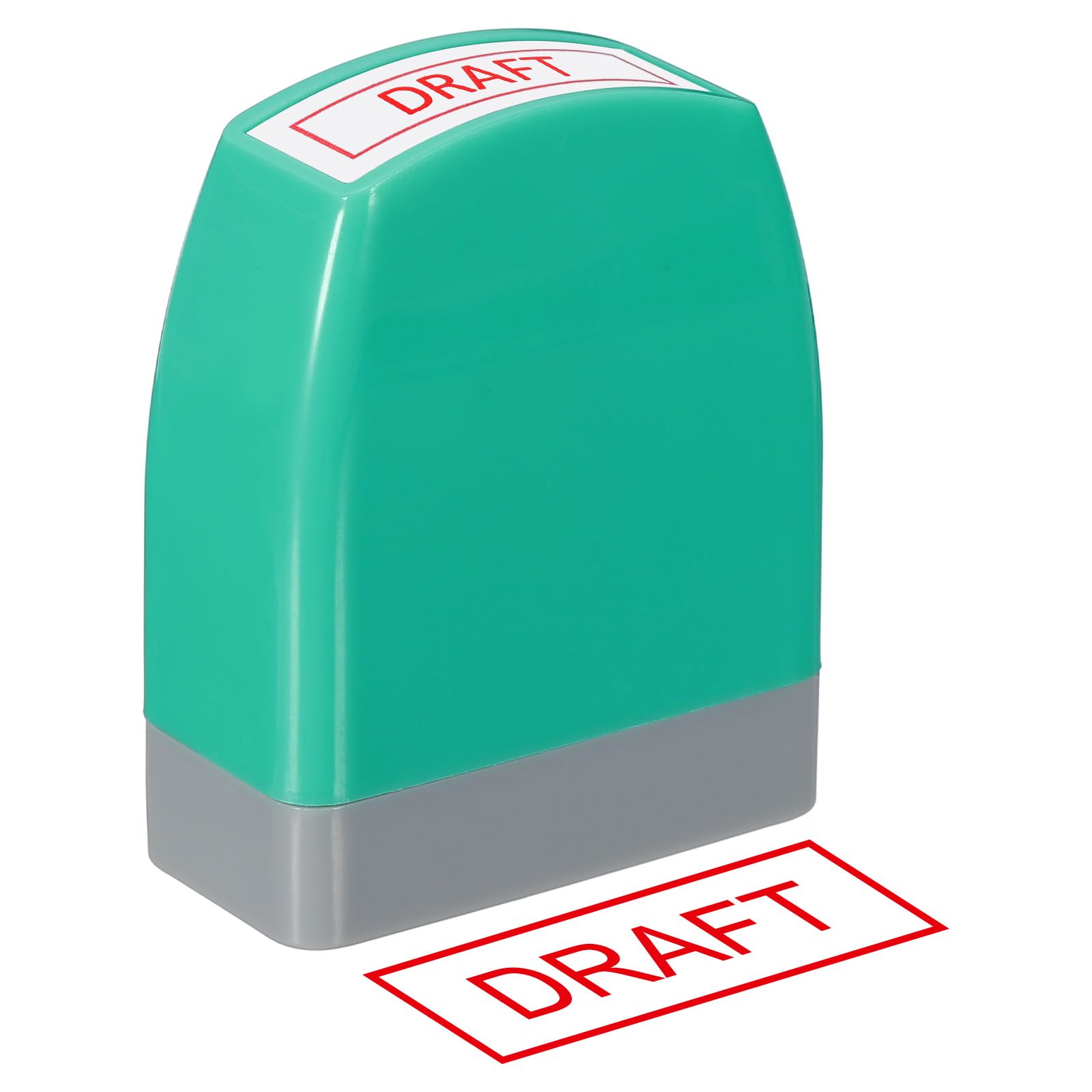 PATIKIL Draft Notice Stamp Self Inking, Red Ink Refillable Office Business Stamp Pre Inked Stamper, Green
