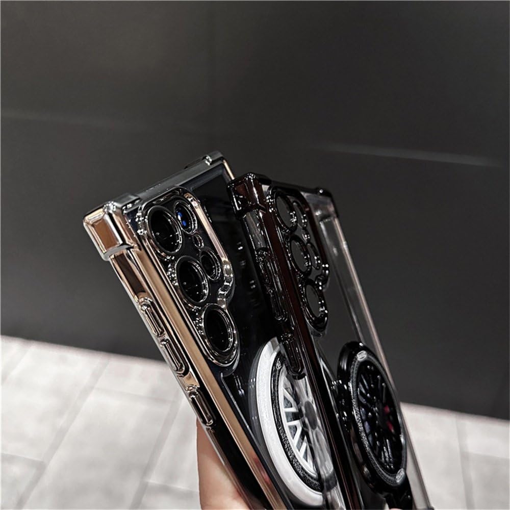 Luksusowe, magnetyczne, przezroczyste etui z powłoką poduszek powietrznych do Samsunga Galaxy S25, S24 Ultra, S23 Fe, S22 Plus, A54, A34, A15, A25, A35, A55, A53, srebrne, do Galaxy S23 Plus