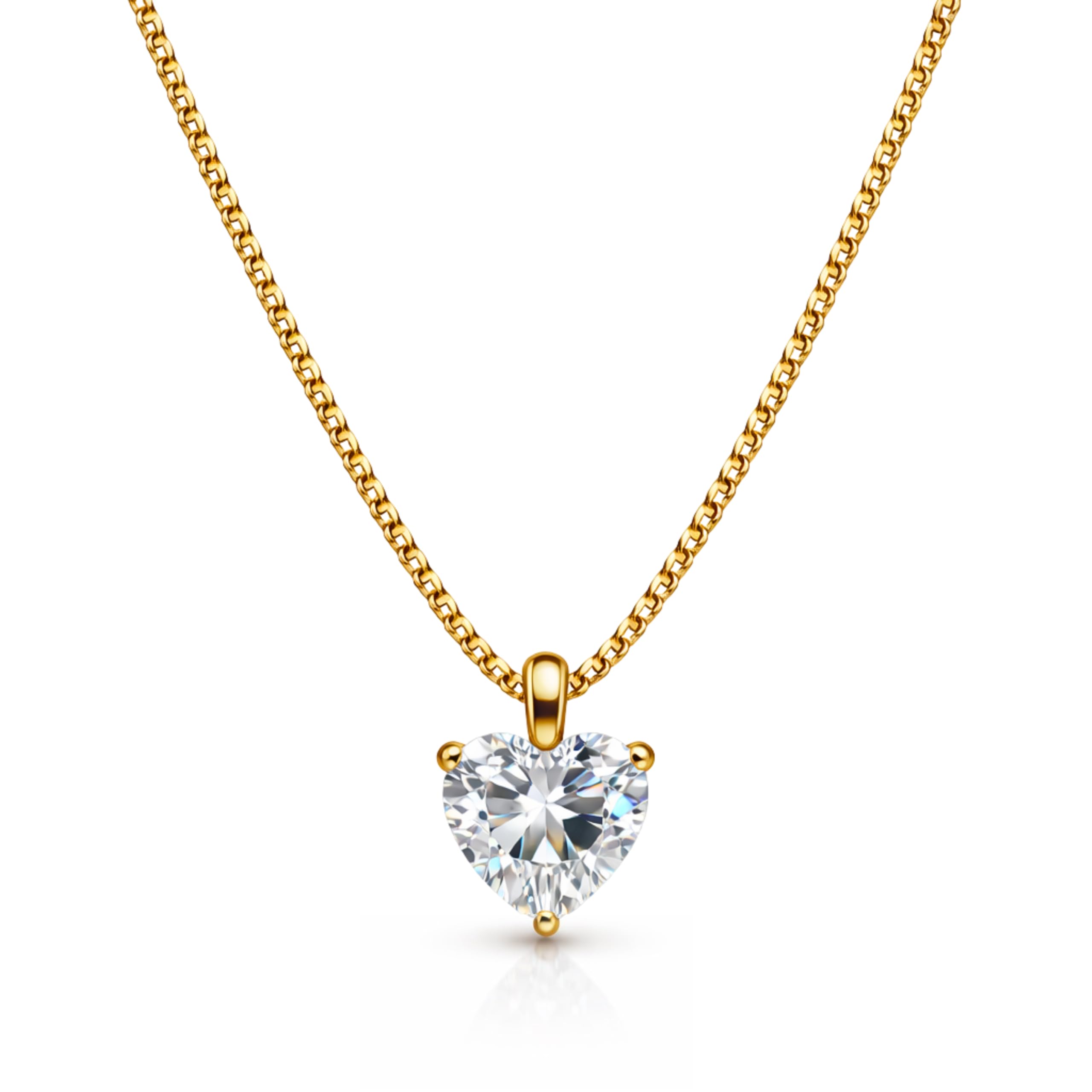 Halskette Damen, Herzkette mit Zirkonia, Gold- oder Silberkette