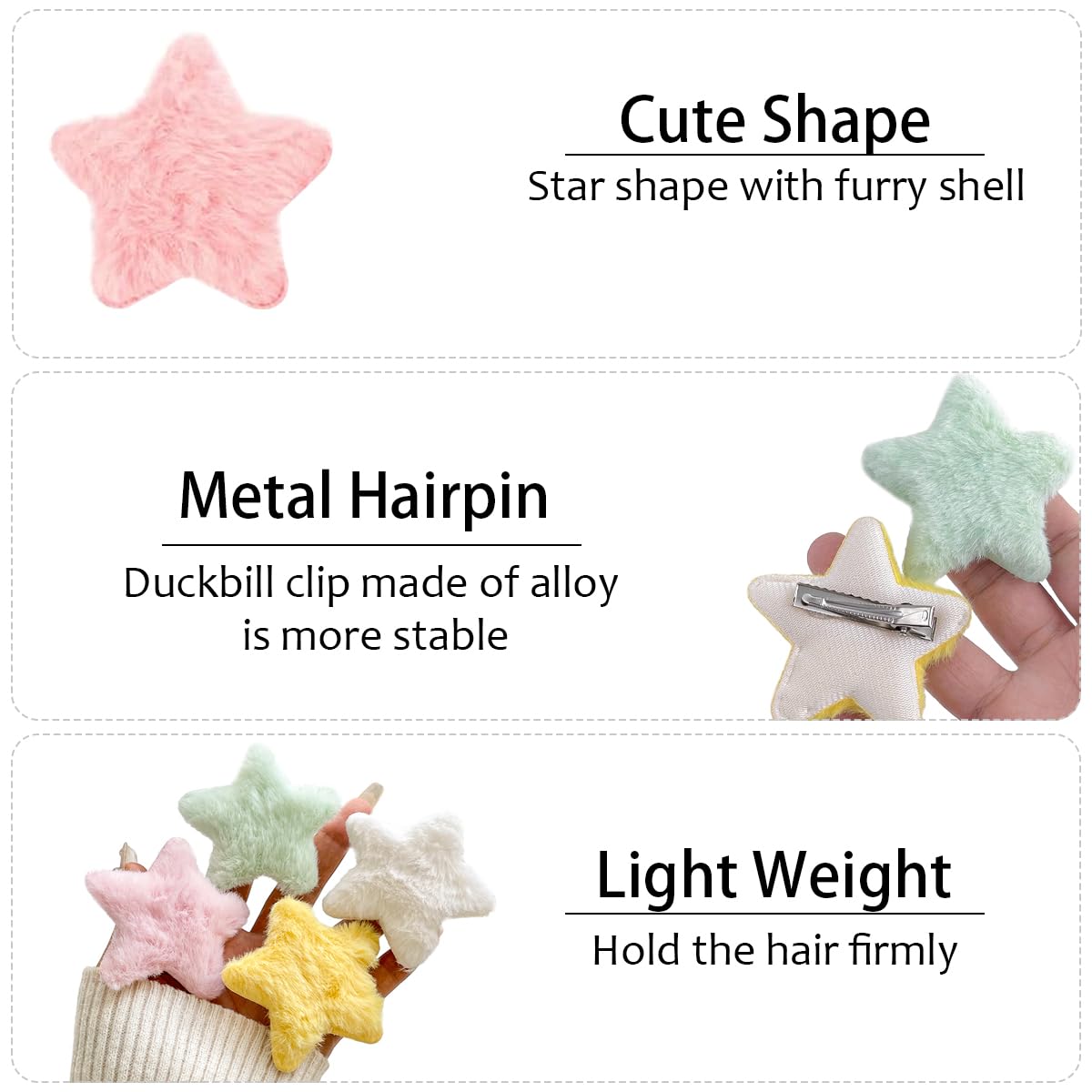 Amazon.co.jp: ふわふわスターヘアクリップ イエロースターヘアピン