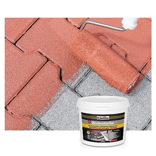 Isolbau Bodenfarbe - 4 kg - Boden- und Betonfarbe für Keller. Garage. Werkstatt - Wasserfeste Bodenbeschichtung für innen & außen - Ziegelrot (RAL)