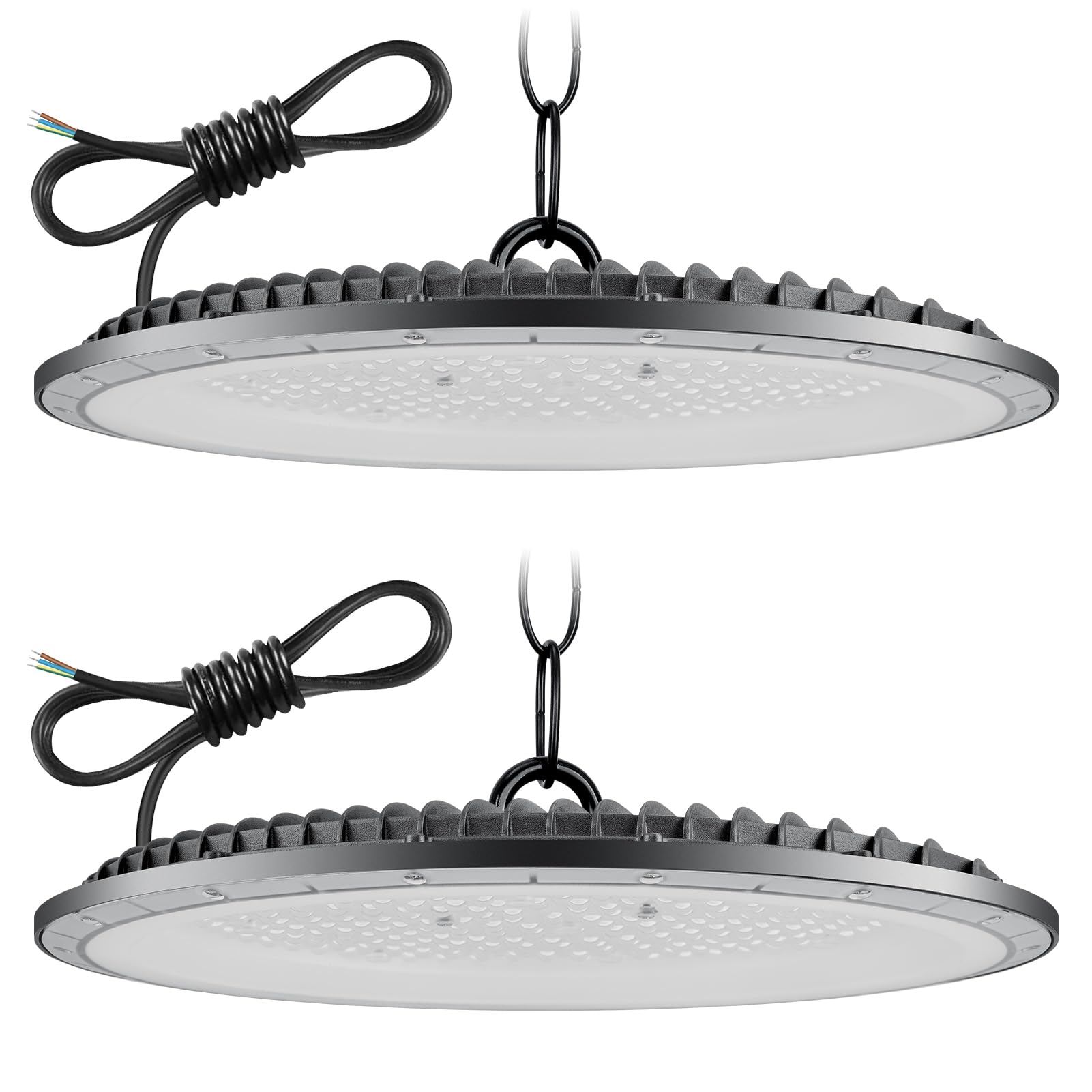 Bellanny 2 Pack 500W UFO LED High Bay Light, 50000LM 6500K Daylight White Workshop Lighting, IP65 Waterproof LED Warehouse Lighting with 50cm Chain for Garage Workshop Factory Shop