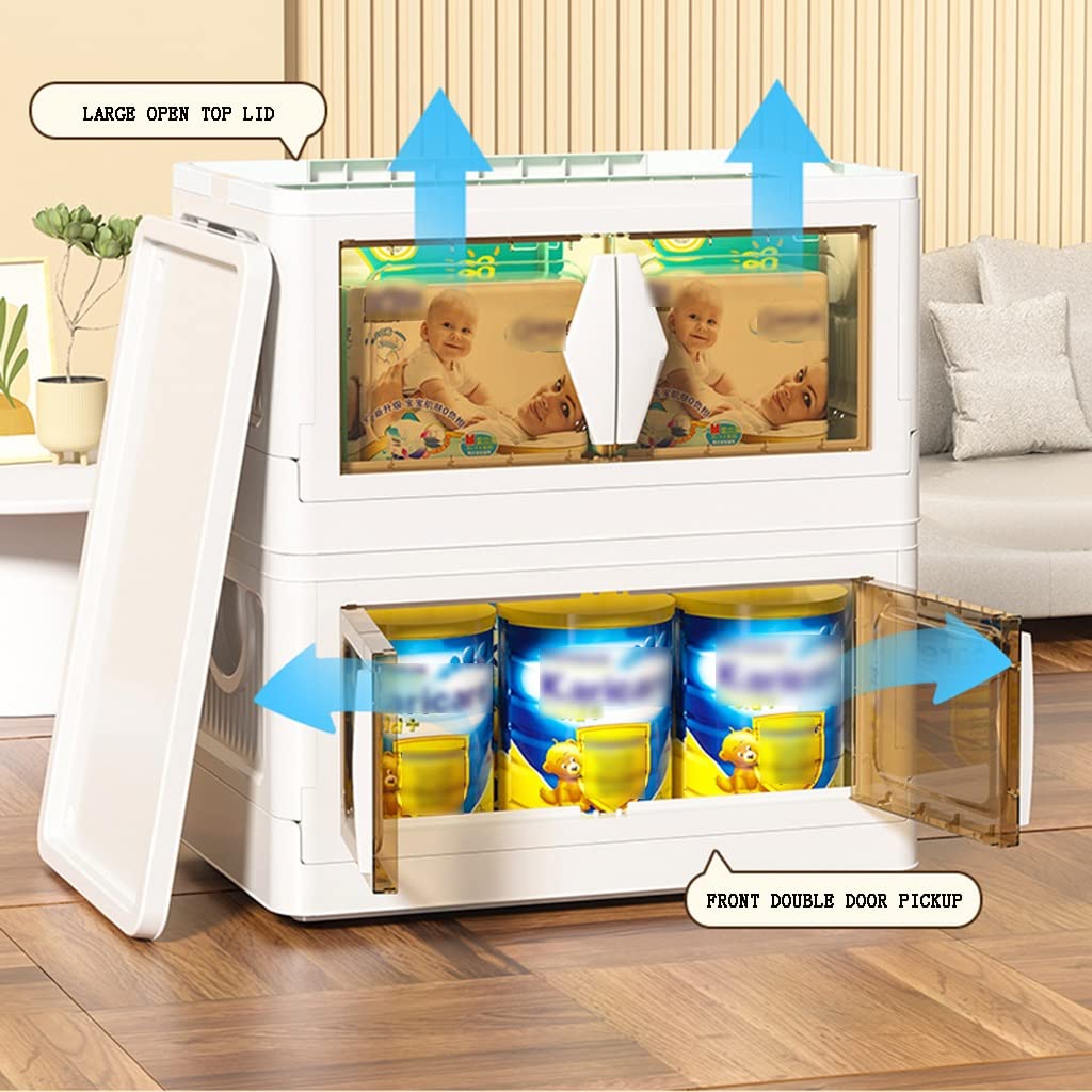 Genérico Grandes contenedores de Almacenamiento Plegable, Caja acrílica Transparente con Ventana y Tapa, Ideal para organización y Almacenamiento, Carro de Almacenamiento de plástico