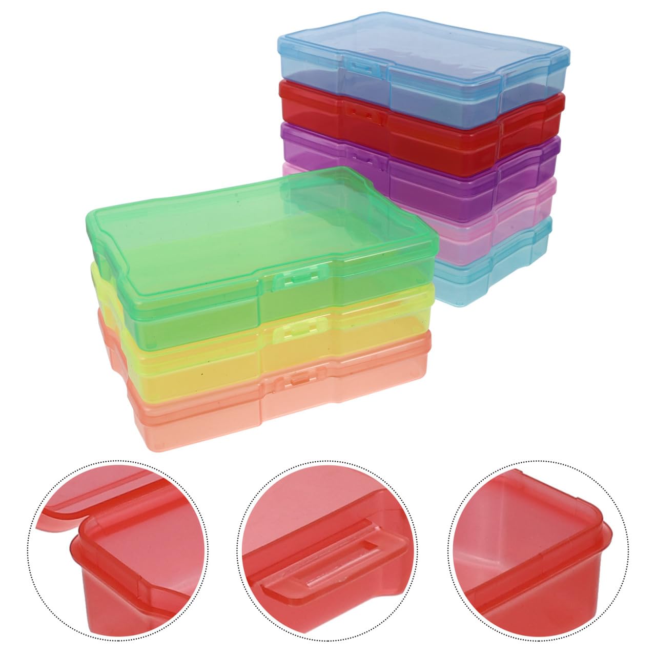 HOMSFOU Lot De 8 BoîTes De Rangement En Plastique Pour Photos 10X15 Cm Organiseur Pour Cartes Postales Et Photos Avec Couleurs Assorties Pour Usage Domestique(Couleur aléatoire)