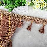Borla decorativa de flecos de 12 yardas - Elegante ribete de encaje de poliéster for manualidades, manteles y pantallas de lámparas(Red currant)