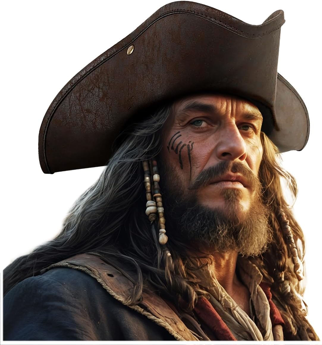 L'VOW Adult Pirate Hat Colonial Tricon Hat for Women Men Halloween Costume Accessory