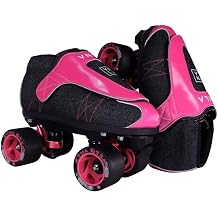 VNLA Zona Rosa Jam Skates | Vanilla from Quad Roller Skates - Indoor Speed Skates - Denim and Leather - Tricks and Rhythm Skates Neon Pink and Black Mens 11/Ladies 12 Pink