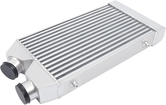 Z-036A Aluminum Intercooler, 24.5" x 12.5" x 3" Front Mount Intercooler, Universal Aluminum Intercooler 2.5" Inlet/Outlet Same One Side