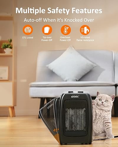 Miniatura 4 de Calentadores de espacio portátiles para uso en interiores, calentador eléctrico para dormitorio y oficina, calentador de espacio de cerámica con