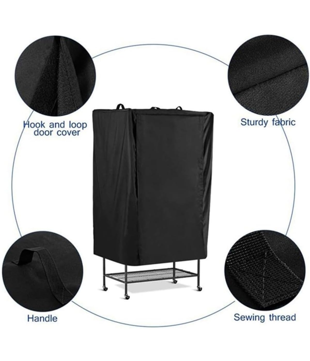 Generisch Vogelkäfig-Sonnenschutz, Vogelkäfigabdeckung, 69 x 104 x 122 cm, 210D-Oxford-Gewebe, Geeignet für die meisten Vogelkäfige, Papageienkäfige usw, Schwarz, 1 Stück
