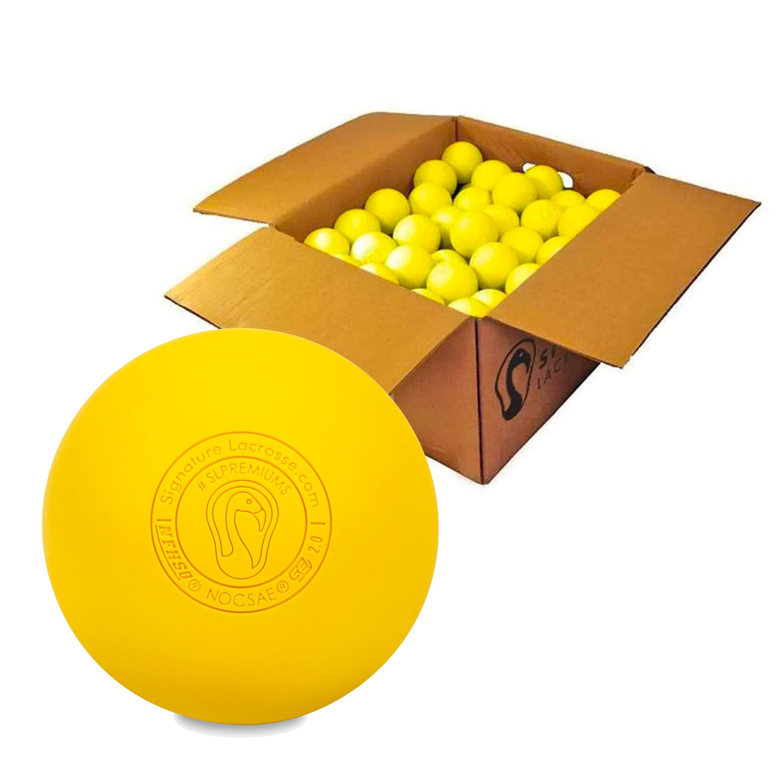 Case of 100 Signature Premium NOCSAE NFHS NCAA Lacrosse Balls - Available in Yellow and White - Certified Lacrosse Balls No Chemical Smell