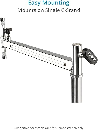Miniatura 5 de PROAIM Brazo de desplazamiento de 5/8" con 2 pines para luces y accesorios de iluminación. Montaje de pasador de bebé, se extiende de 18" a 25".