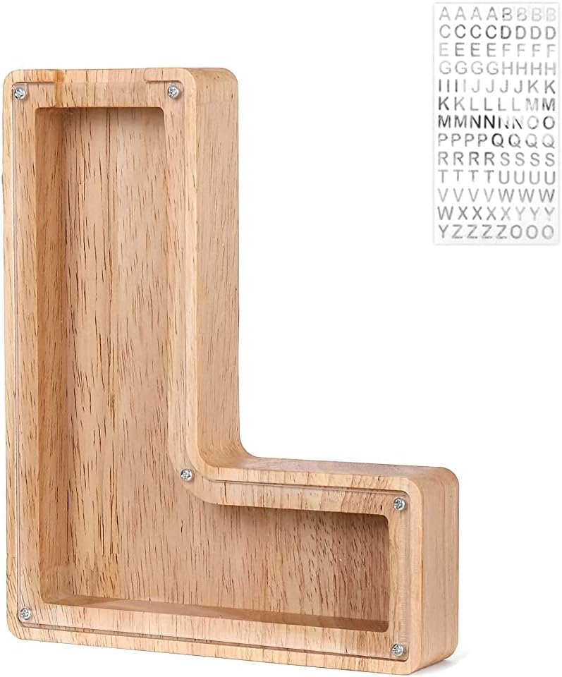 Custom Wooden Piggy Banks, CCHKFEI Coin jar Personalized Piggy Bank Creative 26 Letter DIY Storage Jar Kids Alphabet Coin Bank Savings Piggy Bank