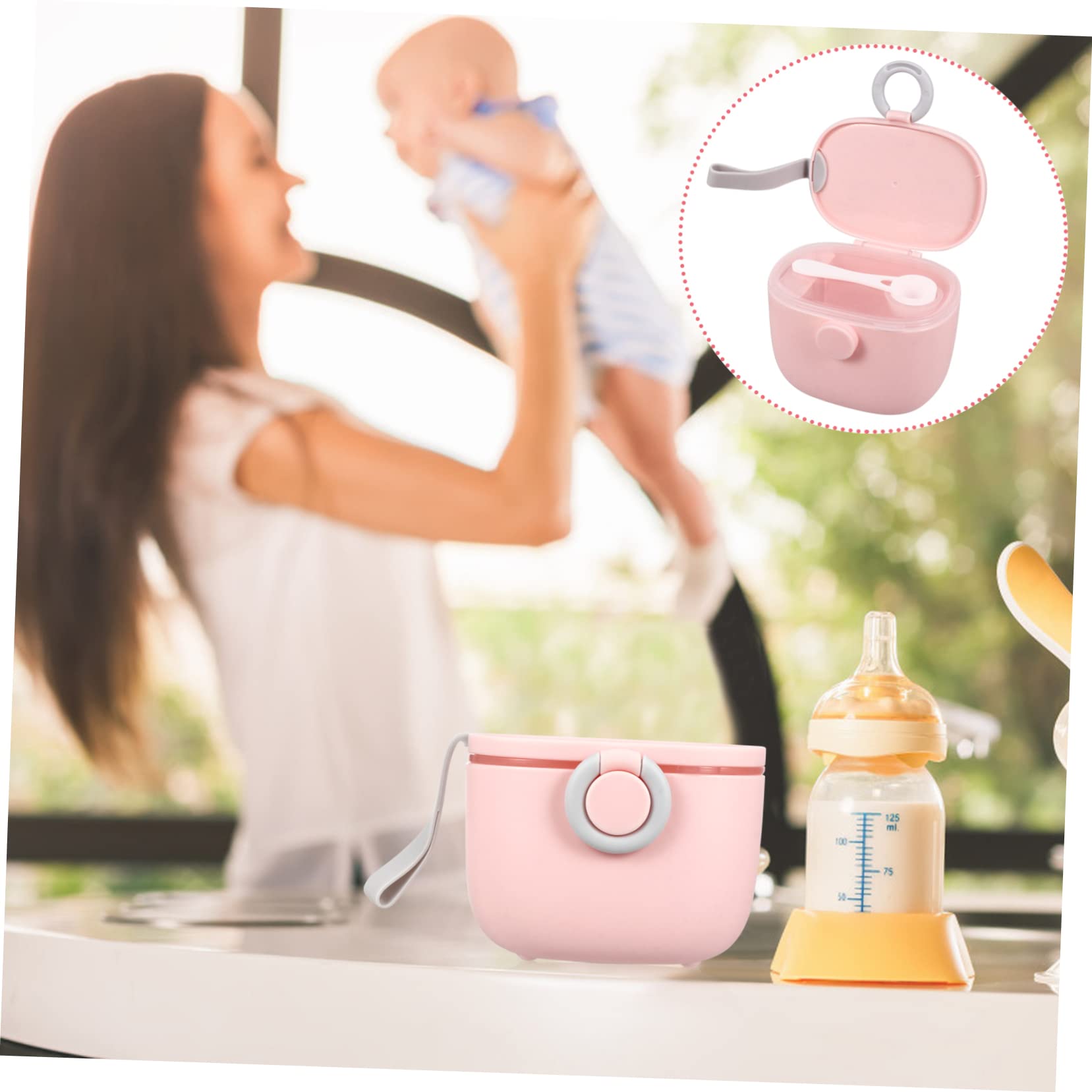 IWOWHERO Portable Formula Dispenser 400ML Sealed Storage Box with Spoon for Milk Powder Ideal for Travel and Home Snack Container Compartmentalized Design