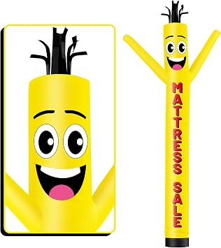 6FT Tall Inflatable Tube Man Mattress Sale Wacky Wavy Dancing Guy 9Diameter for Outdoor Decoration Advertising Business Promotion -Yellow Blower Not Included