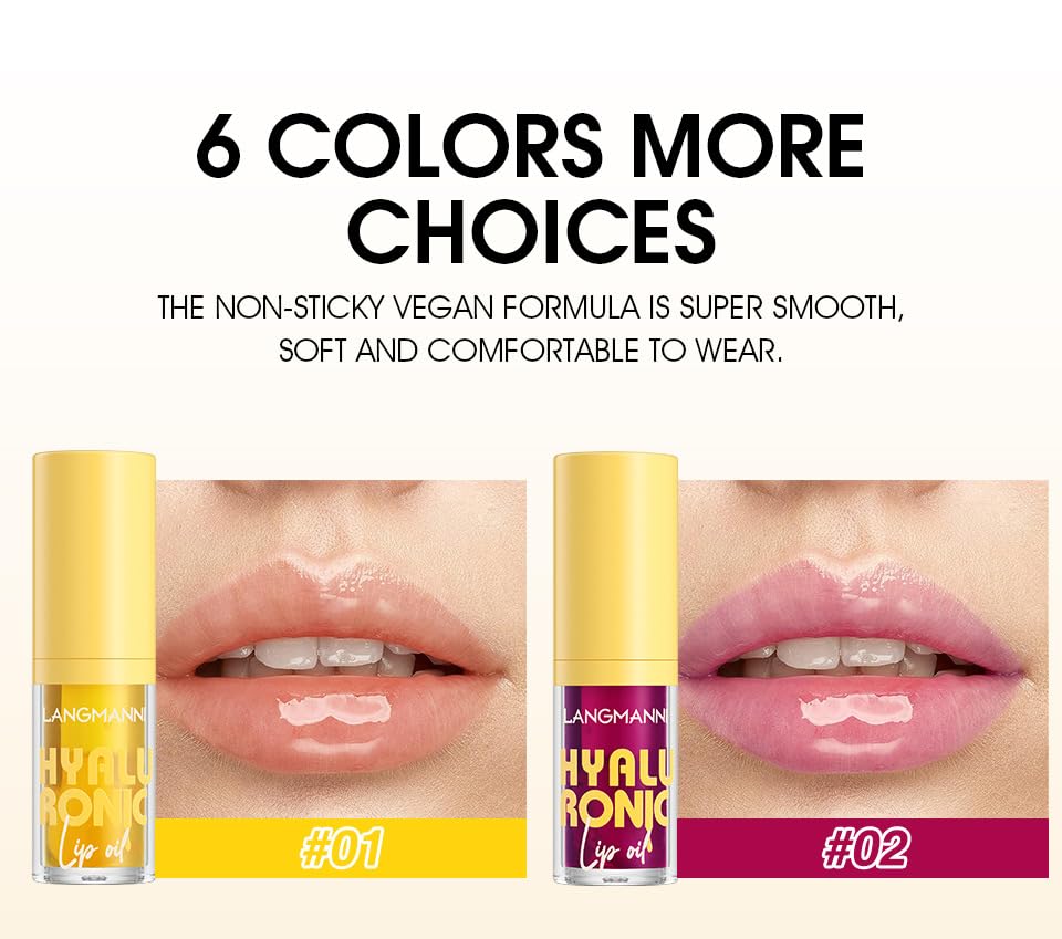 Lip Gloss Moisturizing Lip Oil with Hyaluronic Acid No-Sticky Lipgloss Care, Fruit Flavoured Big Brush Head Lip Oil For Dry Lip Glitter Shine Lip Glaze Gift for Women(06) - Image 6