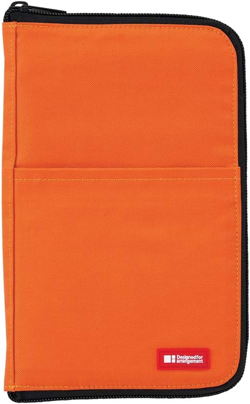 LIHIT LABSlim Pen/Pencil Pouch, Wide, 0.7 × 5.5 × 8.5 Inches, Orange (A7653-4)