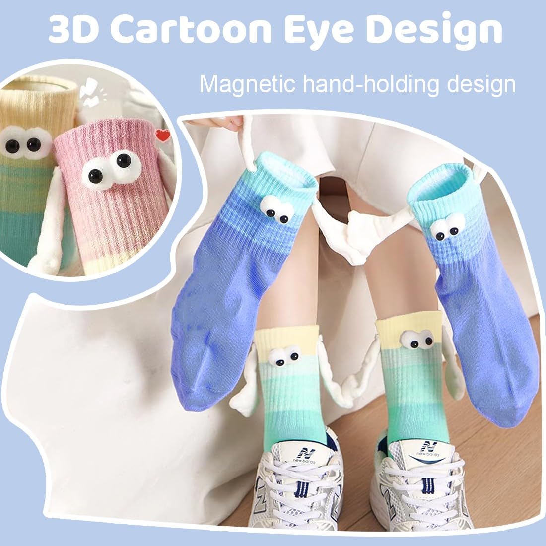 de calcetines magnéticos divertidos,Mediano Tubo Calcetines, calcetines 3d mano en la mano para mujeres hombres, par unisex divertido con las manos, calcetines para pareja
