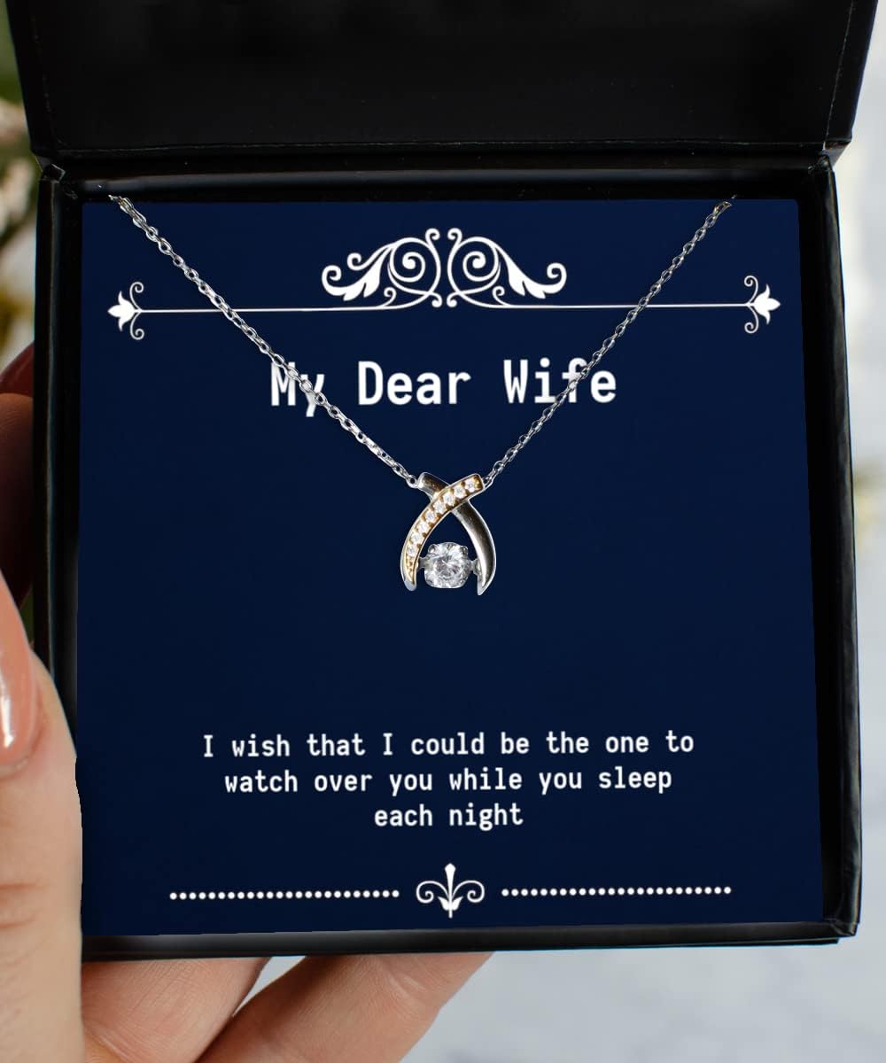 Joke Wife Wishbone Dancing Necklace, I Wish That I Could be The one to Watch Over You While You, Present for Wife, Epic from Husband