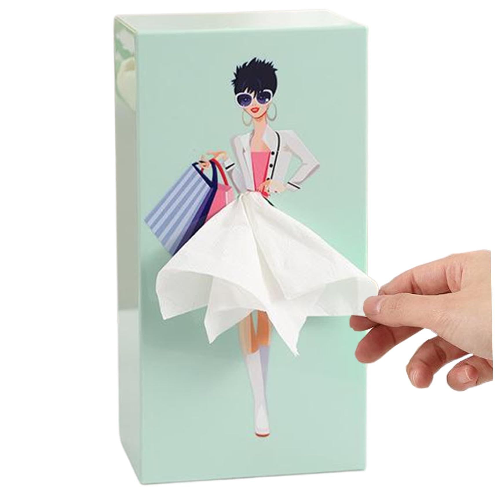 Wedhapy Women's Green Tissue Box Cover Tissue Box Cover Fashion Pattern Rectangle Tissue Box Cover 10X5x3.5in Wall/Tabletop Tissue Box Holder For Bedroom, Bathroom, Living Room