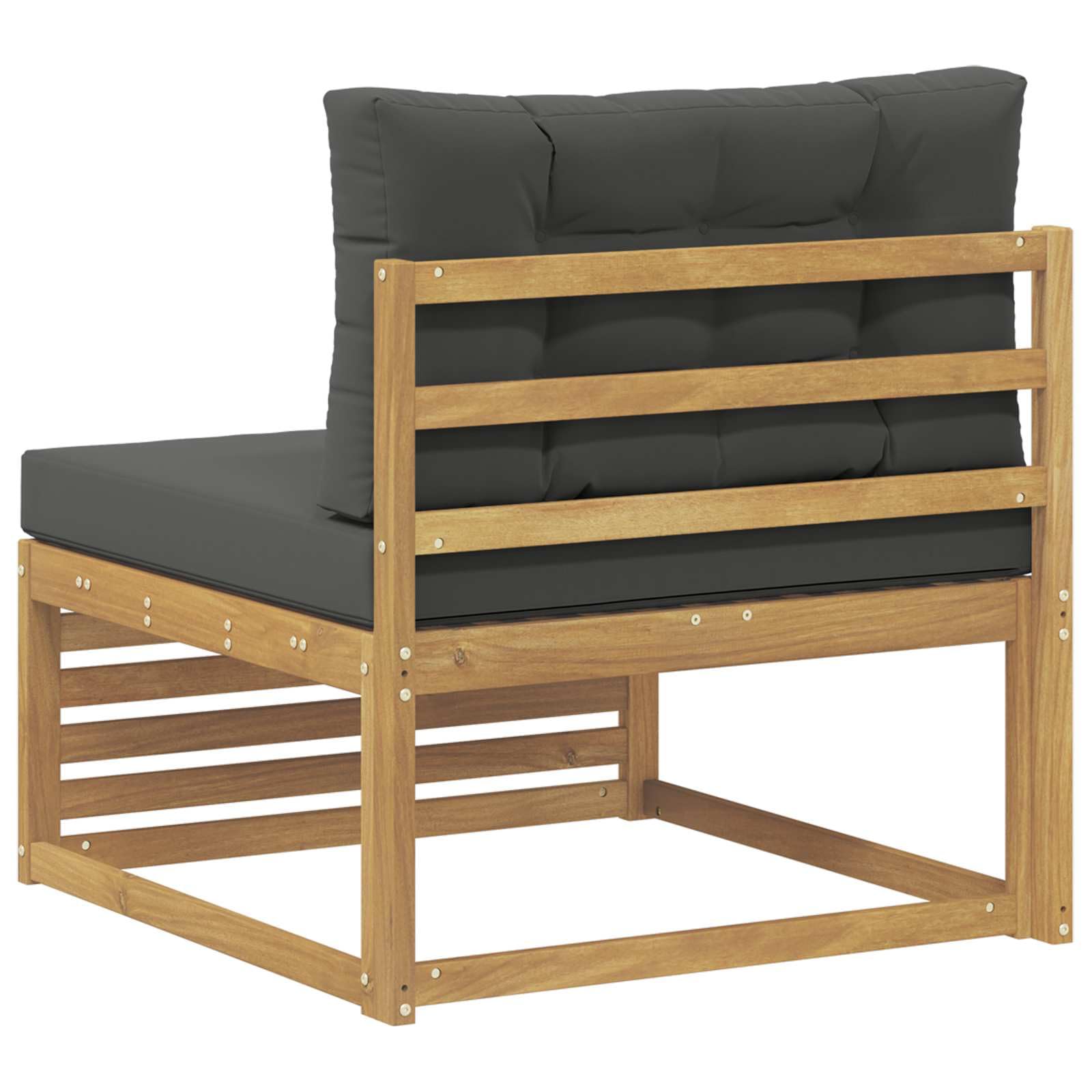 Divano centrale per esterni, in legno massiccio di acacia, bianco, set di mobili da giardino, per esterni, resistente alle intemperie, per giardino, terrazza, balcone, divano centrale