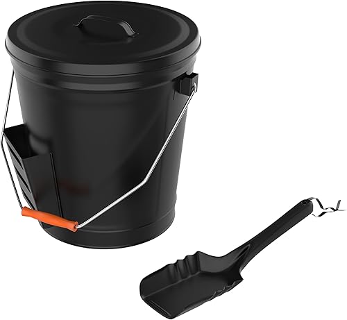 Fresno cubeta con tapa y pala para chimenea – Gran estufa de leña