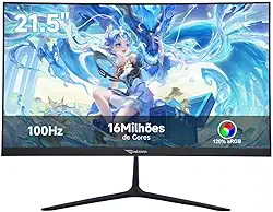 Monitor 21.5 Polegadas 100Hz VA Full HD - Cores Profissionais 120% sRGB, Contraste 3000:1, Performance 100Hz, Visualização Confortável, Compatibilidade VESA, Ideal para PC, Escritório e Entretenimento