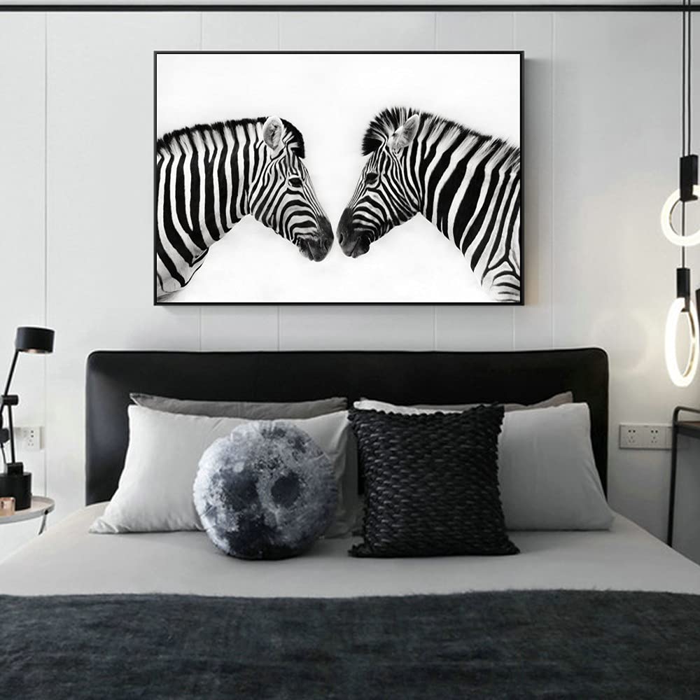 Broderie diamant zèbre 5D grand format, une oeuvre en toile cristal et strass brillant 80x180cm