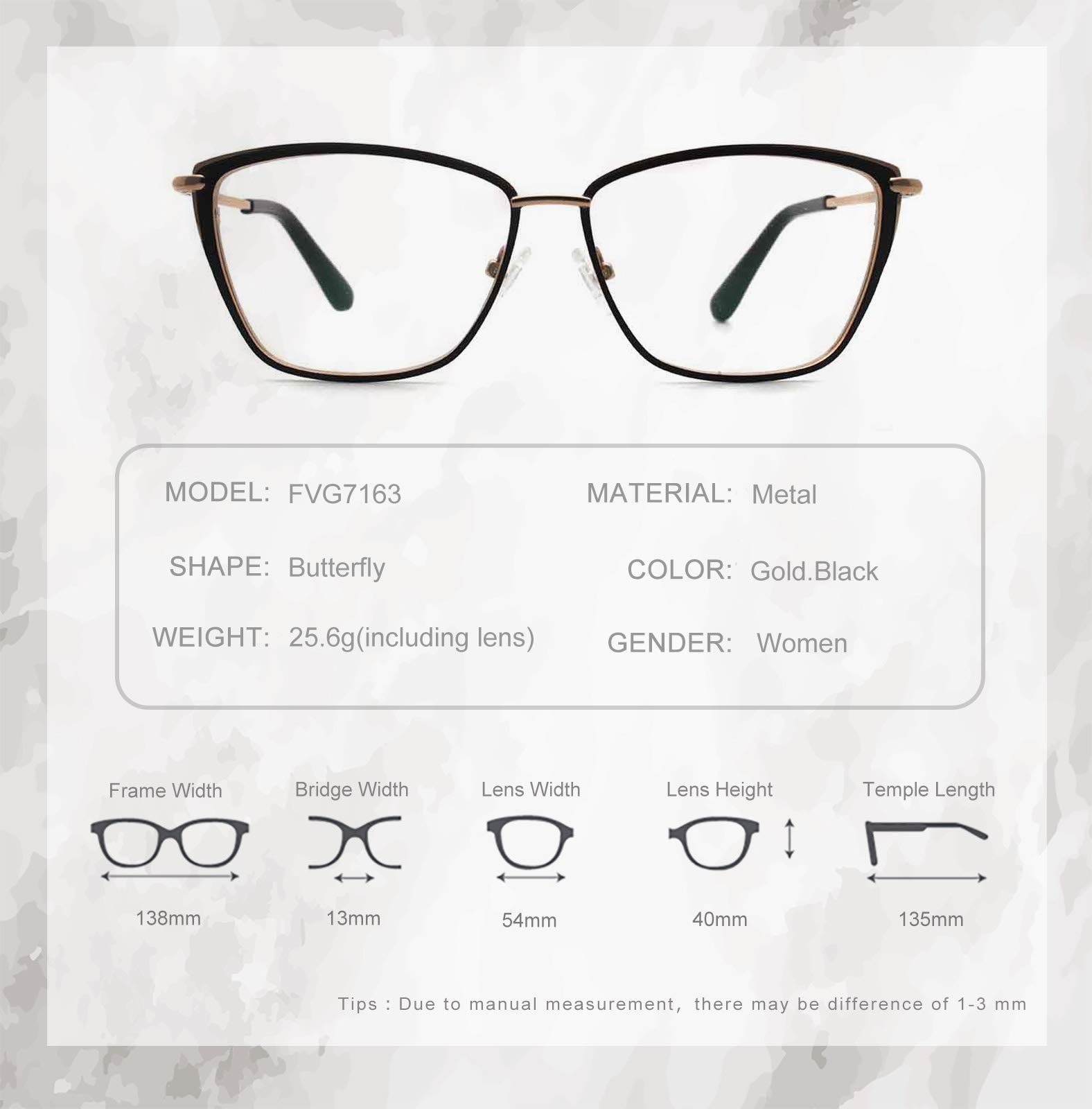 Mode classique femmes lunettes métal verres clairs oeil de chat lunettes