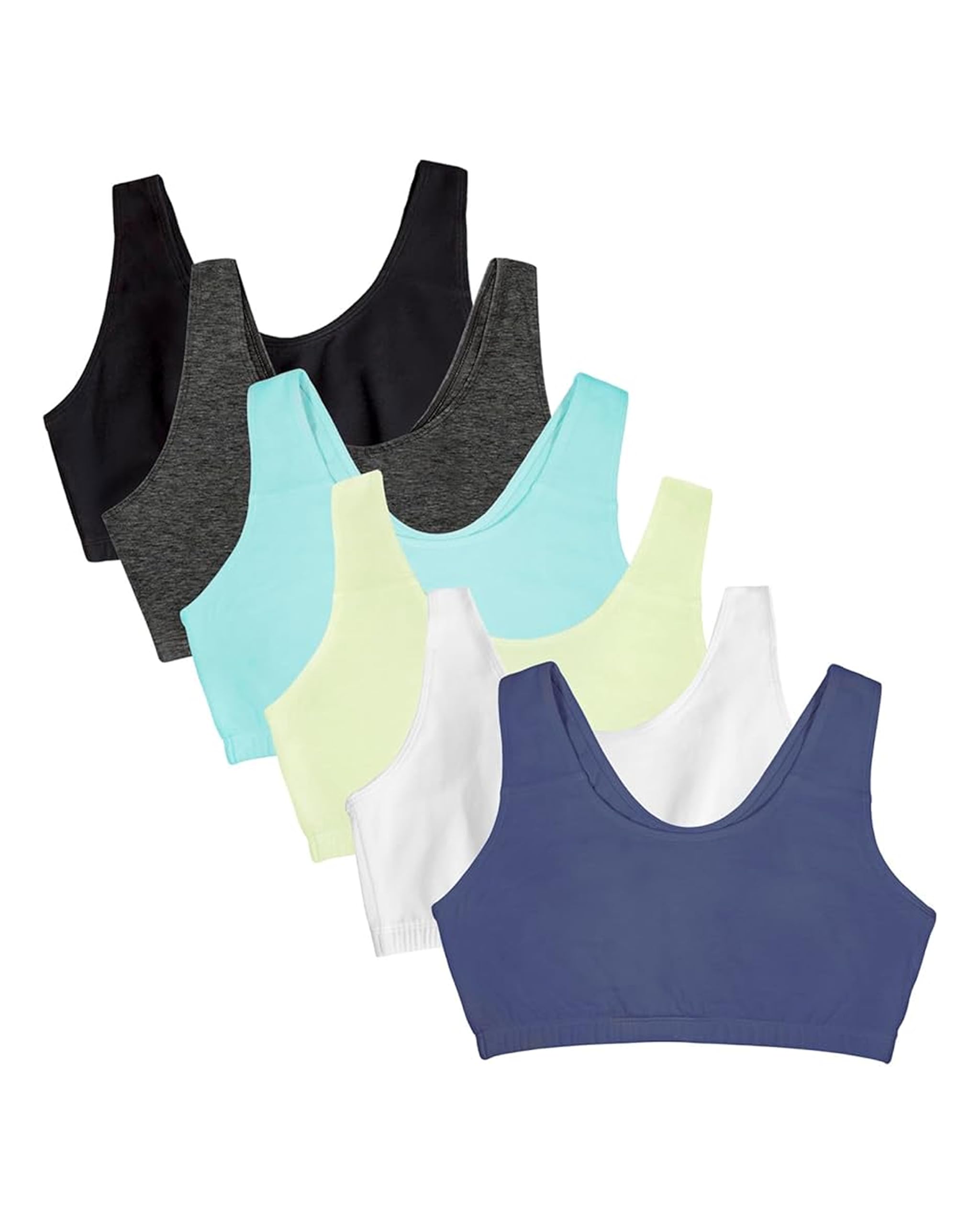 Fruit of the Loom Women's Built Up Tank Style Sports Bra, Lentil/White/Charcoal/Aruba Blue/Dutch/Black, 38
