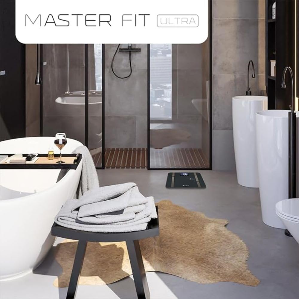 TERRAILLON - MASTER FIT ULTRA Bilancia connessa Wi-Fi, Frequenza cardiaca, Analisi delle masse grasse, muscolare, idrica, ossea e viscerale, BMI, Apporto calorico giornaliero