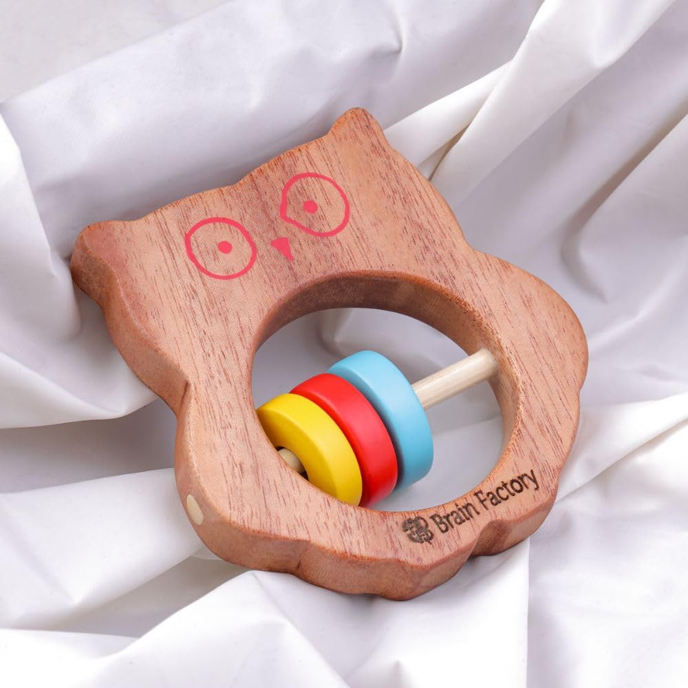 Brain Factory Handmade Wooden Owl Rattle Toy for Baby (0+ Months) Neem Wood, Multicolor, Teething Toys | Wooden Jhunjhuna for Baby 0 to 2 Years | New Born Baby Gifts Toys (B0C6XX6CW2) Amazon Price History, Amazon Price Tracker