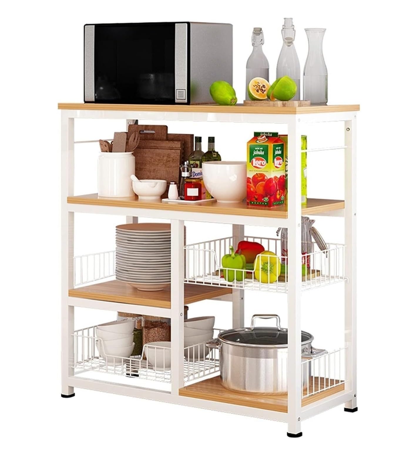 AZHKJKZH Microwave Rack 4 Tier Microwave Oven Rack Kitchen Shelf Landing Stand Houme Condiment Multipurpose Shelves Kitchen Furniture