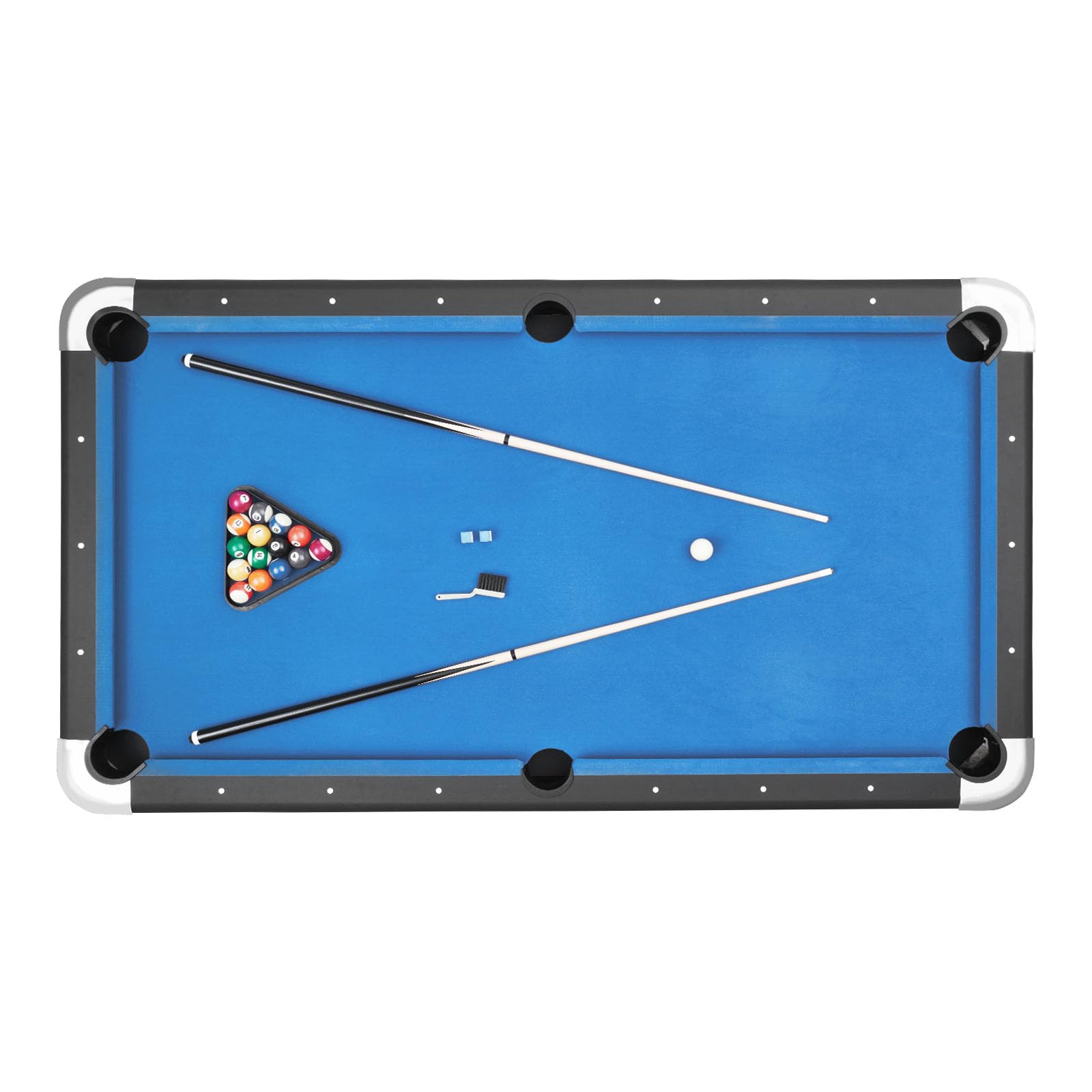 VEVOR Table de Billard 2135 mm, kit de Billard Portable, Pieds réglables, Ensemble d'accessoires complets avec Boule, Queue, Support, Craie et Pinceau, pour Domicile, Club, Noir avec Tissu Bleu