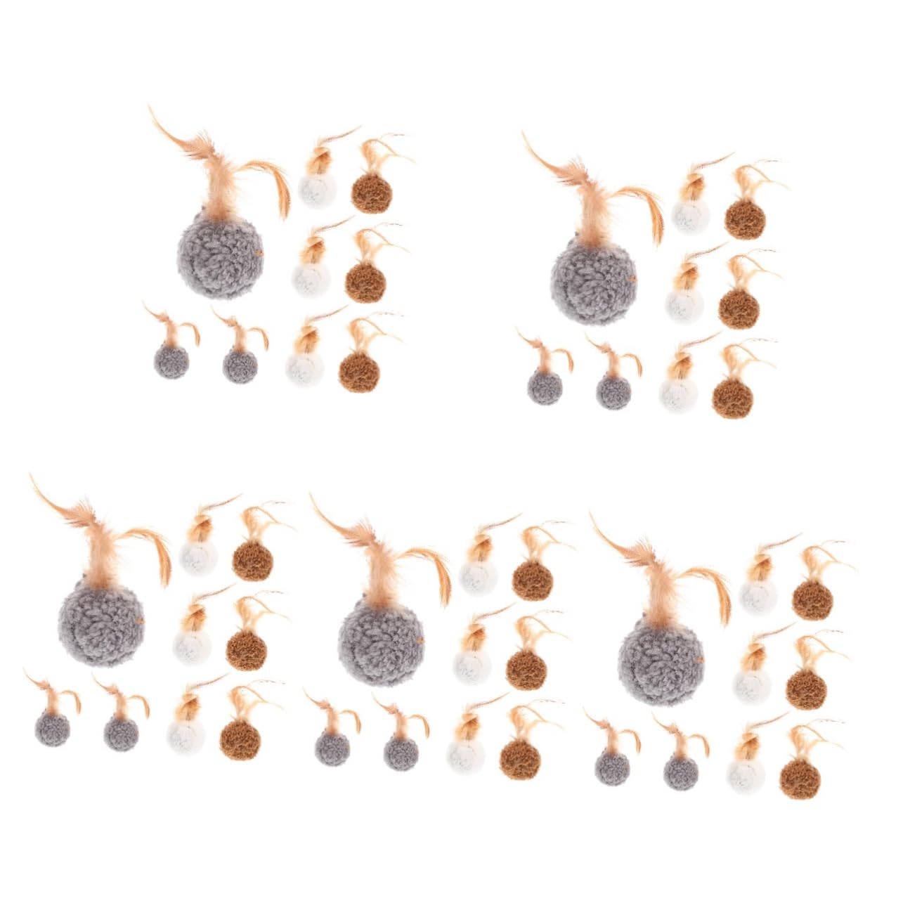 Happyyami 45stücke Teiliges Katzen-spielzeugset Mit Plüschbällen Und Federn Interaktive Und Tragbare Spielzeuge Für Katzen Zur Stressreduktion Bindung Zwischen Tier Und Halter