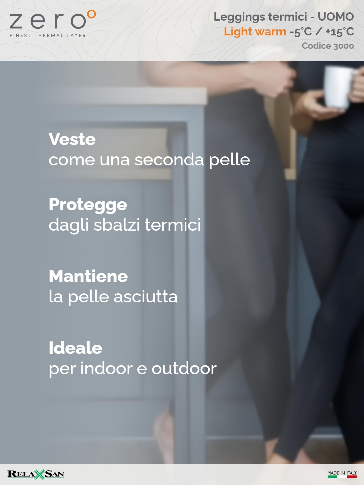 Relaxsan Zero Calzamaglia Termica Uomo con Lana Merino, Intimo Termico Traspirante, Made in Italy, cod. 3000