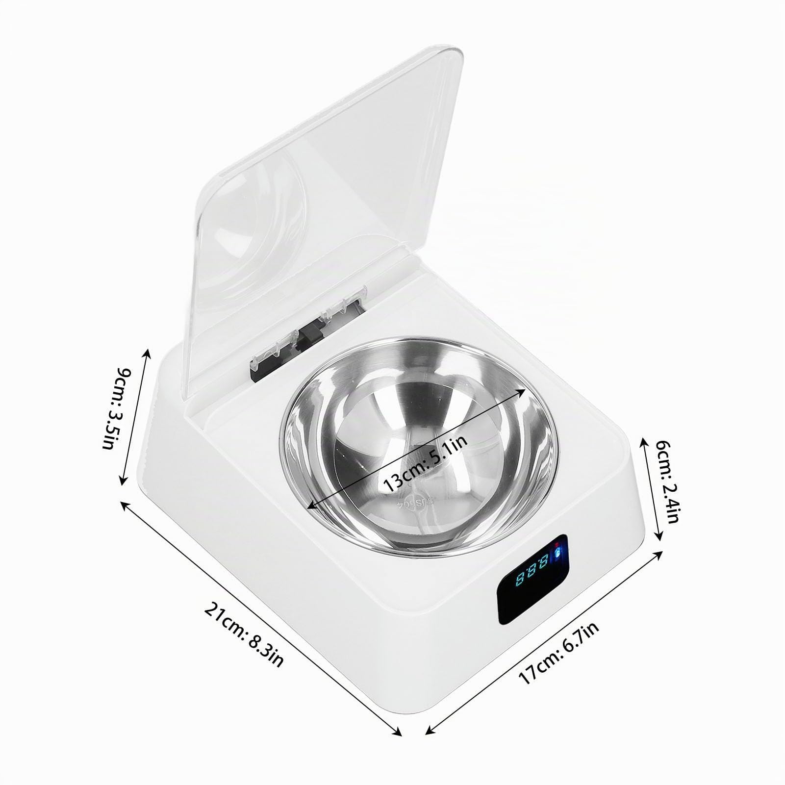 Pet Smart Feeder, Futternapf für Hunde und Katzen für Kleine und Mittelgroße Haustiere, 350 Ml Offene Abdeckung, Induktion, Deckelöffnung, Wiederaufladbarer Futterspender,