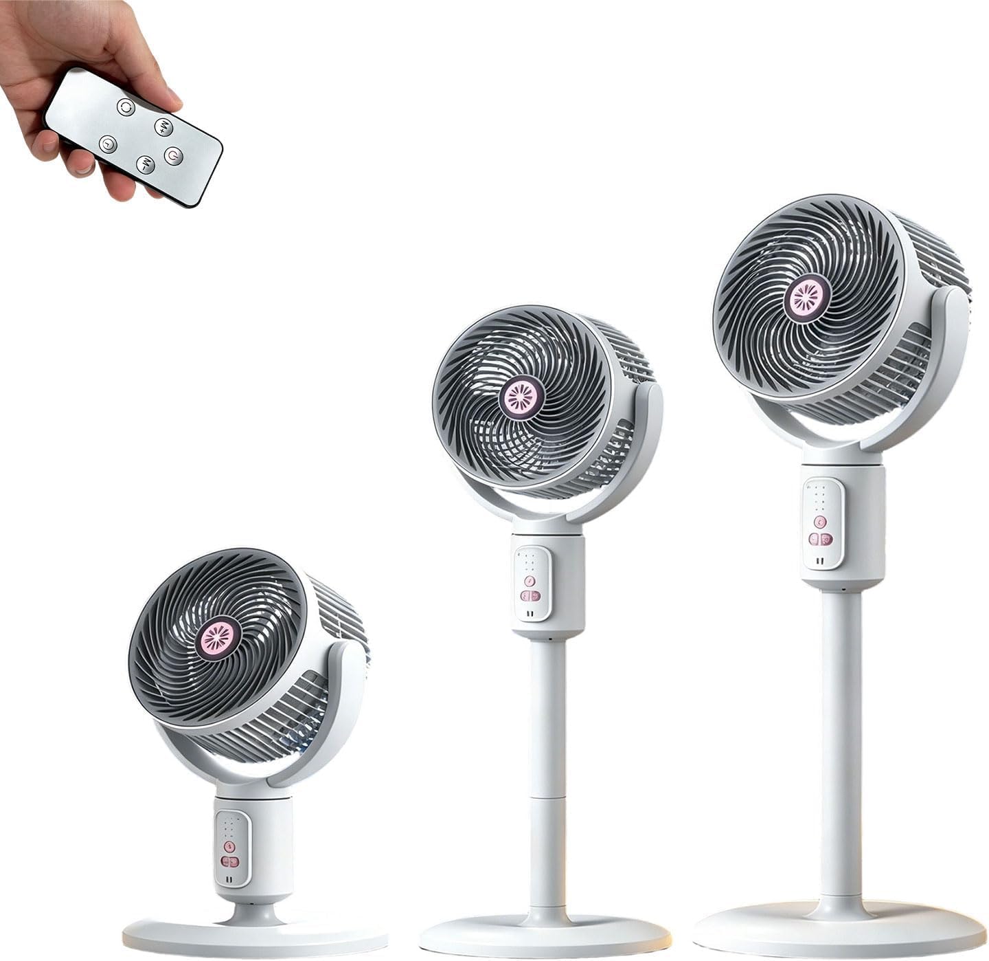 Ventilador de pie para dormitorio, 3 velocidades, USB, circulador de aire para toda la habitación con oscilación de 90° y altura ajustable, ventilador de pedestal silencioso para el hogar, oficina